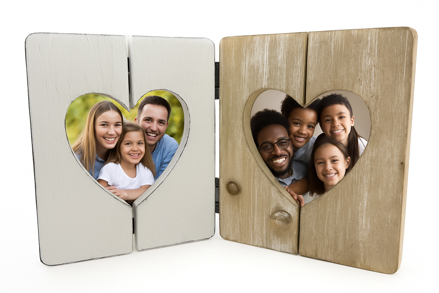 Wooden Double Heart Photo Frame, 15cm