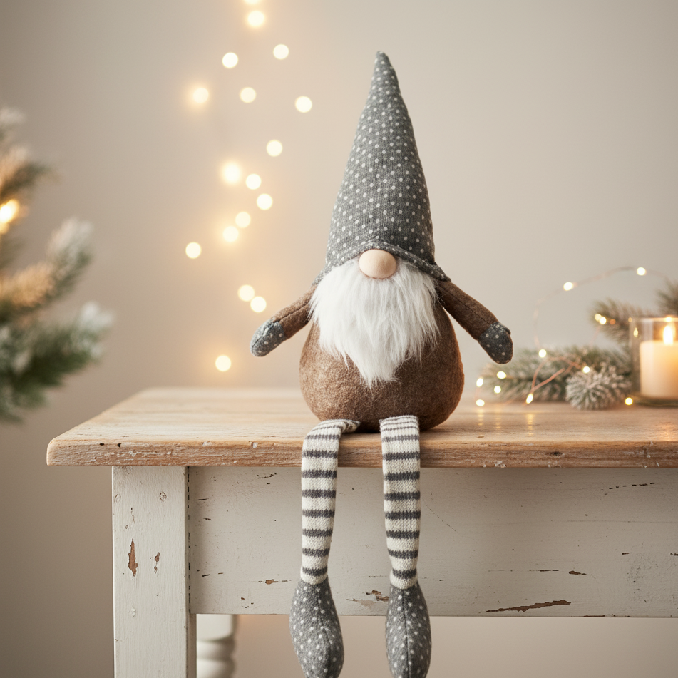 LARGE BEIGE FABRIC SITTING GONK, 53CM