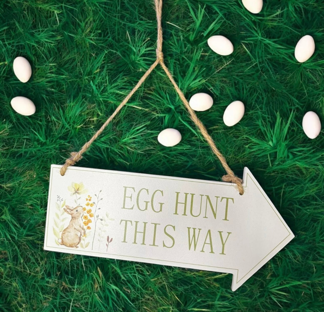 Easter Egg Hunt Sign - Wooden Plaque Children's Easter Egg Hunt Direction Sign