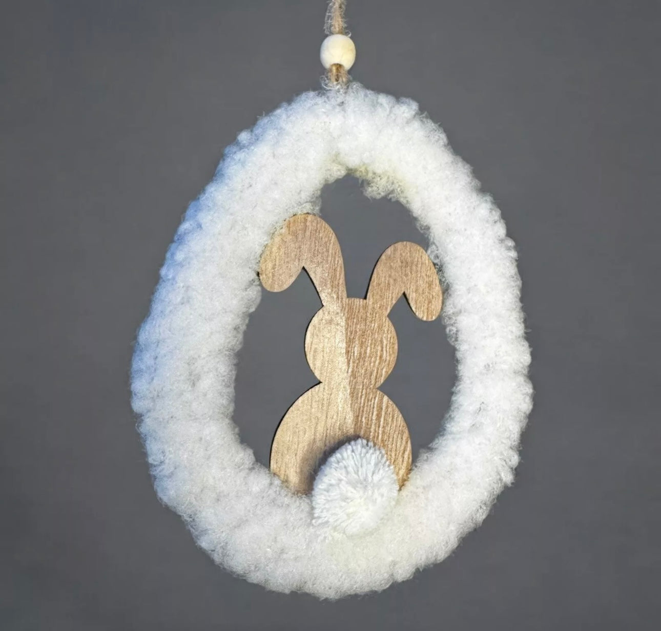 HANGING SHERPA BUNNY ORNAMENTS 14CM EASTER RABBIT TREE HANGERS