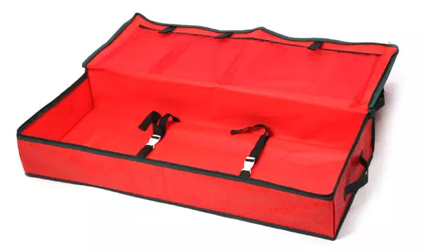 Christmas Wrapping Paper Storage Organiser – Red Fabric Case with Compartments | 82cm x 34cm x 13cm
