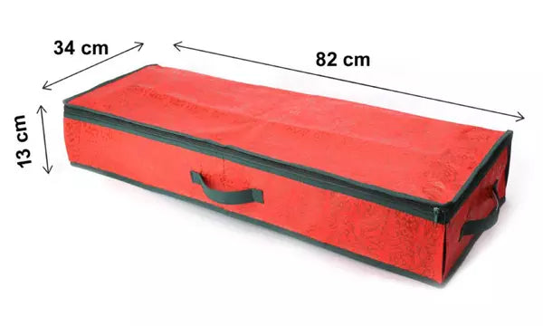 Christmas Wrapping Paper Storage Organiser – Red Fabric Case with Compartments | 82cm x 34cm x 13cm