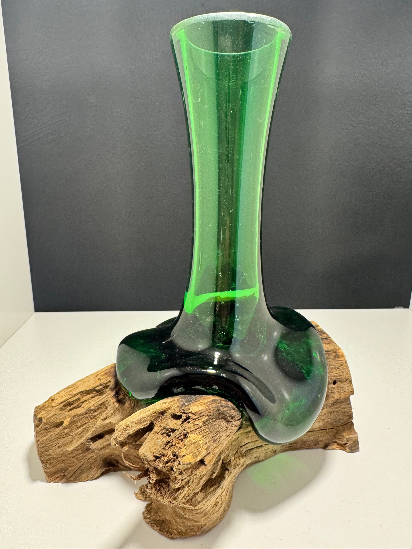 Recycled Beer Bottles - Flower Vase on Wood