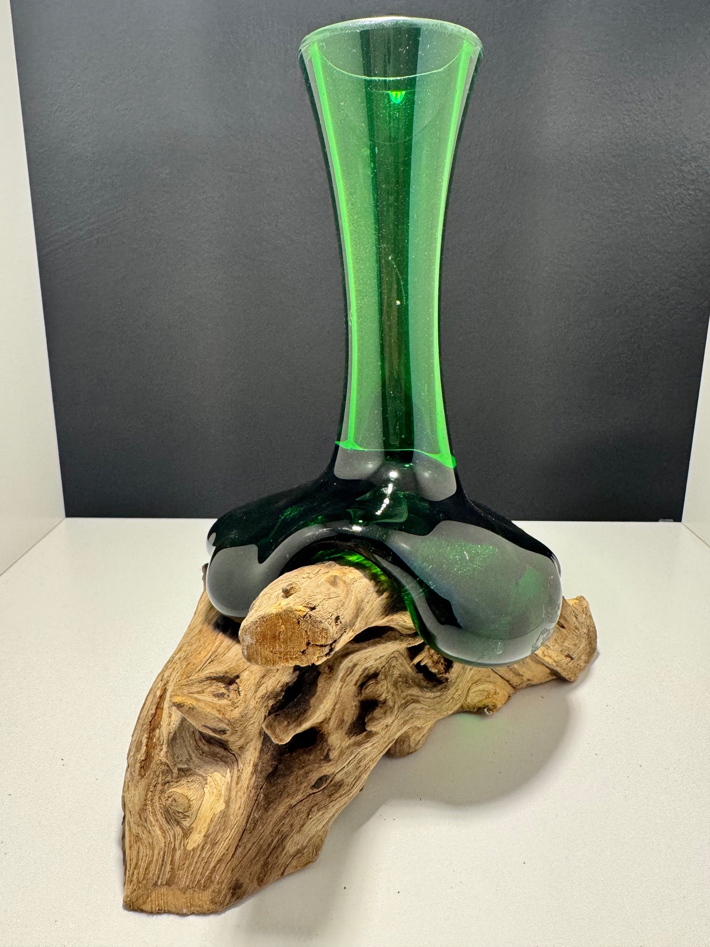 Recycled Beer Bottles - Flower Vase on Wood