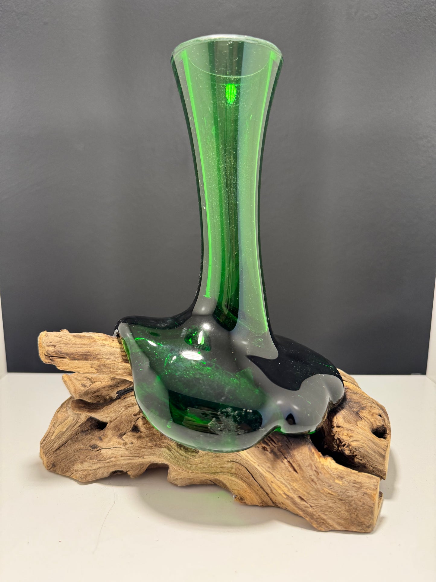 Recycled Beer Bottles - Flower Vase on Wood