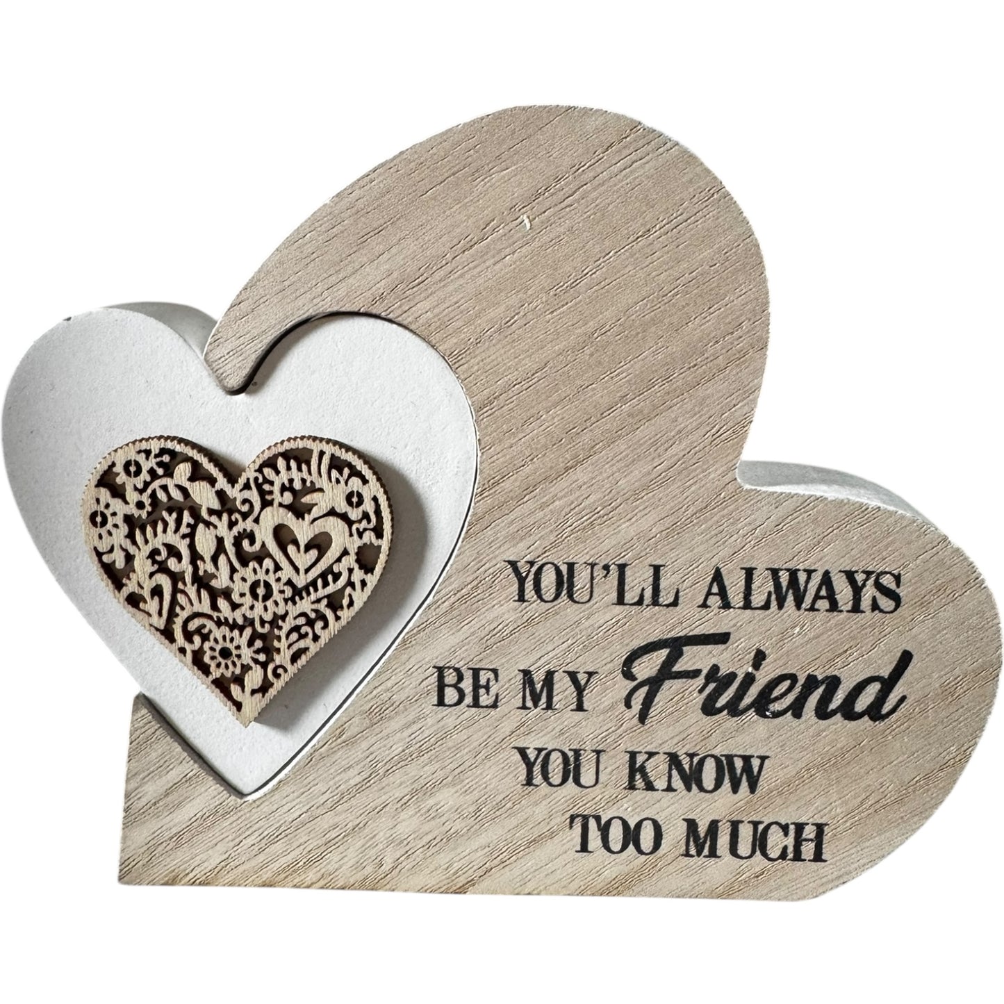 MY FRIEND SENTIMENT HEART BLOCK GIFT ORNAMENT