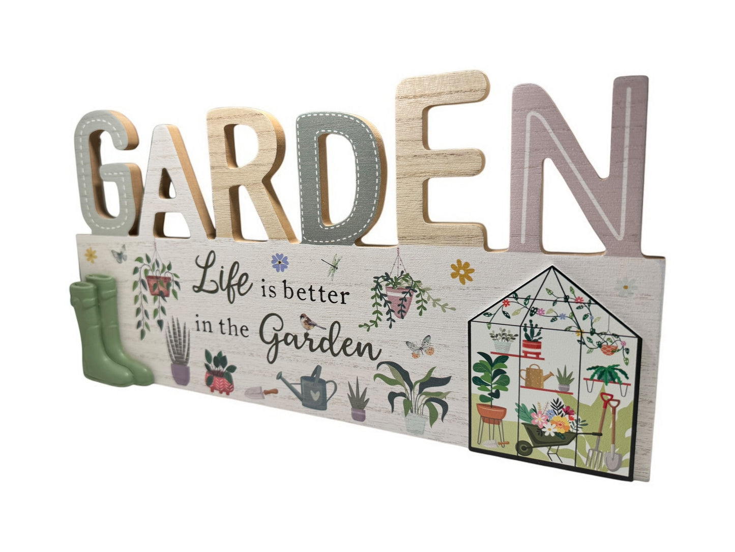 2/A WOODEN GARDEN PLAQUE, 35CM