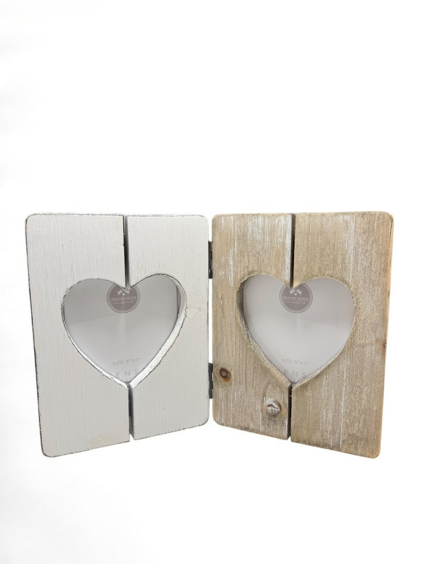 Wooden Double Heart Photo Frame, 15cm