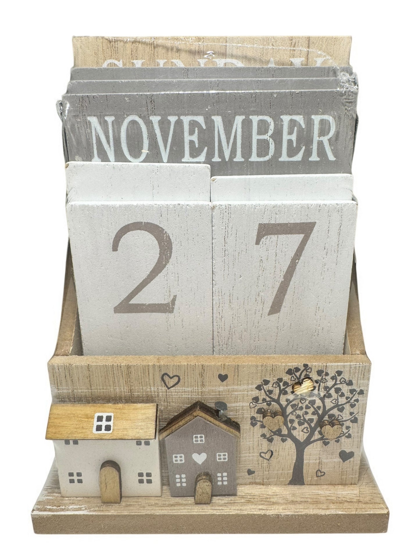 Wooden House and Tree Calendar