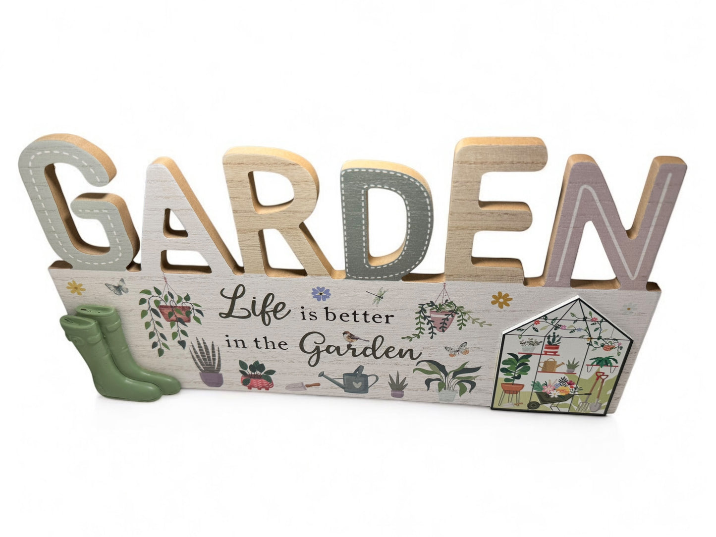 2/A WOODEN GARDEN PLAQUE, 35CM