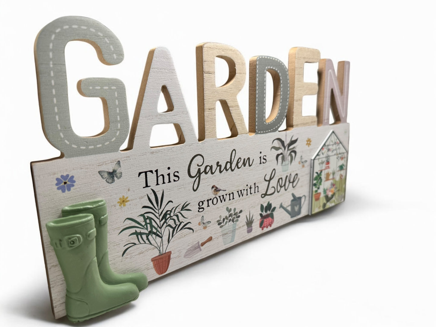 2/A WOODEN GARDEN PLAQUE, 35CM