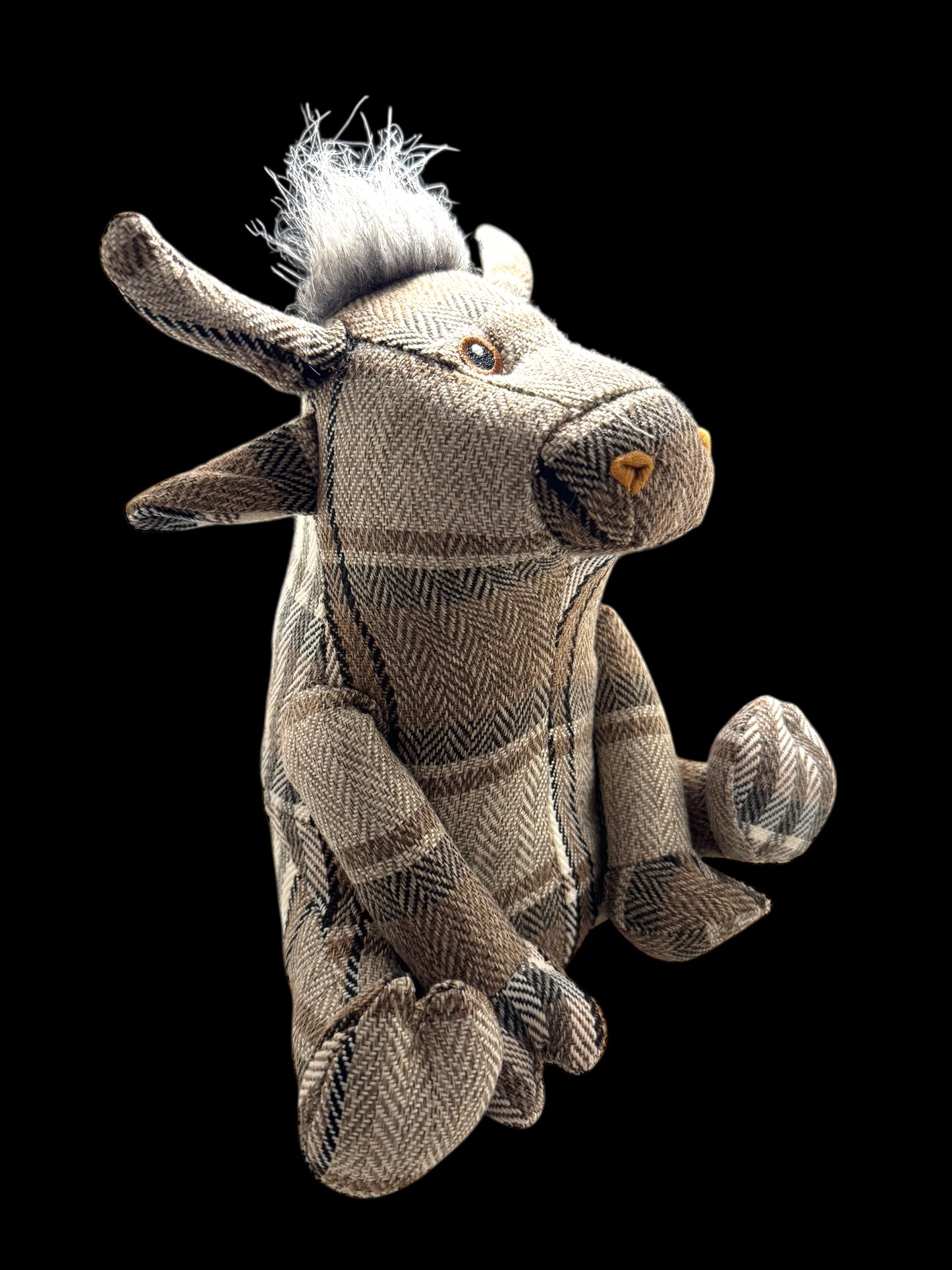 Grey Tartan Bull Doorstop, 30cm