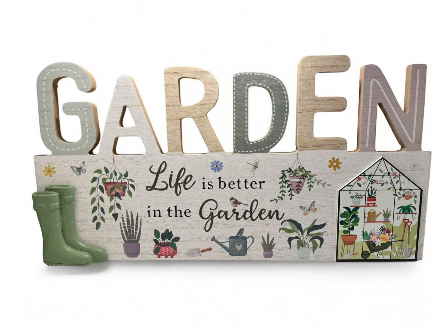 2/A WOODEN GARDEN PLAQUE, 35CM