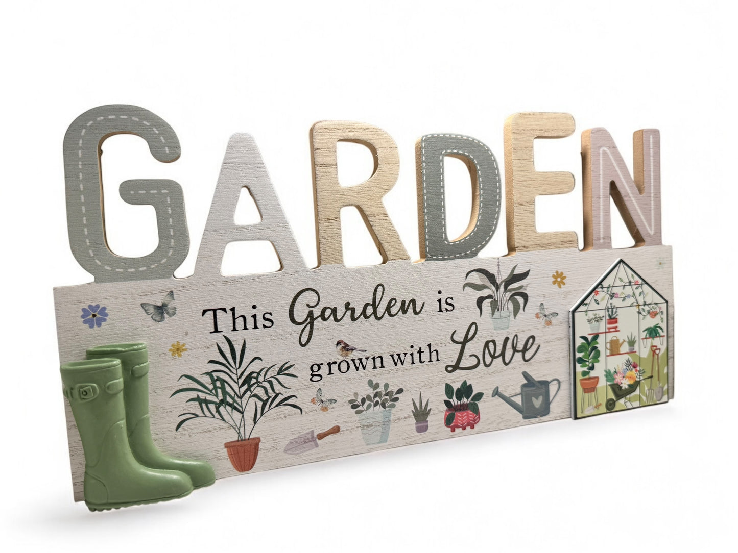 2/A WOODEN GARDEN PLAQUE, 35CM