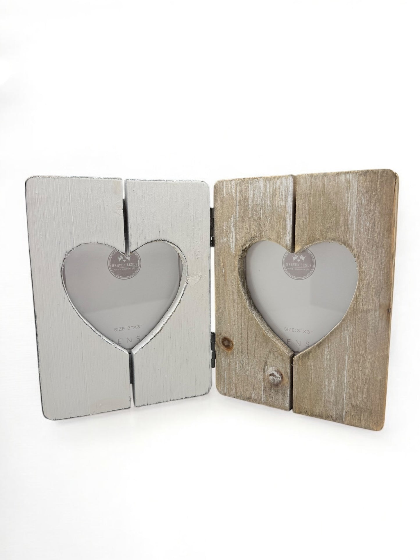 Wooden Double Heart Photo Frame, 15cm