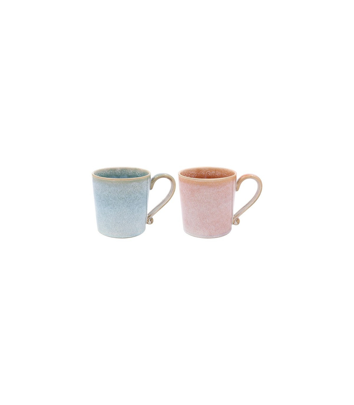 REACTIVE GLAZE PINK & BLUE SET OF 2 CERAMIC COFFEE MUGS CUPS