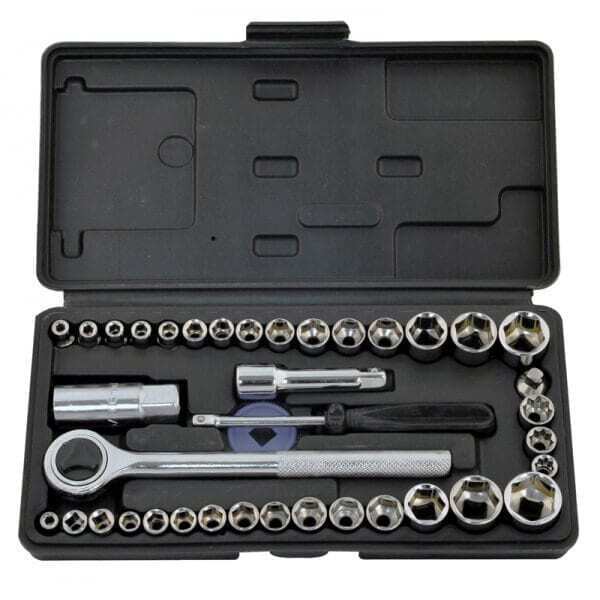 Rolson 40 Piece Socket Set 1/4 Or 3/8" Ratchet Metric Imperial 36109
