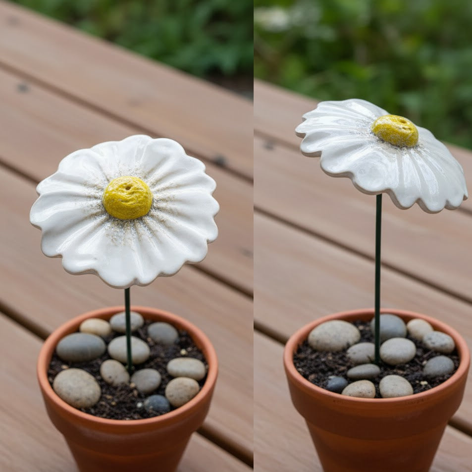 GARDEN DAISY CERAMIC FLOWER STAKE, 30CM