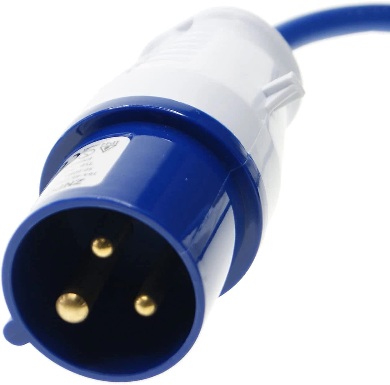 16A 2P+E Hook Up Plug to 13A 4 Gang Socket Mains Extension Cable Lead 240V 10m Blue for Caravan Site Camping Motorhome Marina