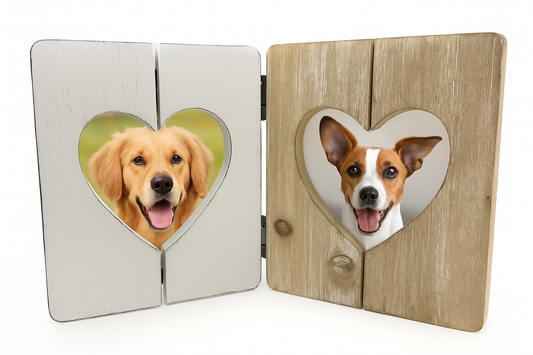 Wooden Double Heart Photo Frame, 15cm