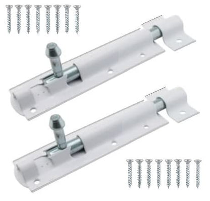 TERF® Heavy Duty Tower Door Bolt Barrel Slide Lock Bolt White 100mm [4''] Door Latch with Screws