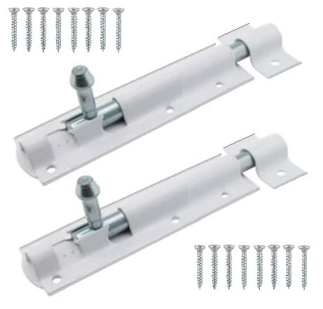 TERF® Heavy Duty Tower Door Bolt Barrel Slide Lock Bolt White 100mm [4''] Door Latch with Screws
