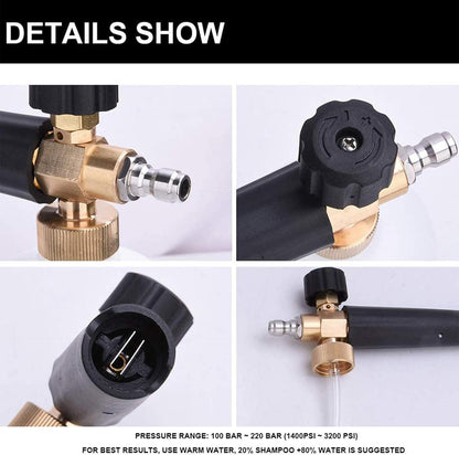 Snow Foam Lance 1/4" Quick Release Car Wash Foam Cannon Pot with Adjustable Nozzle, High Pressure Washer Soap Dispenser Bottle (1L)