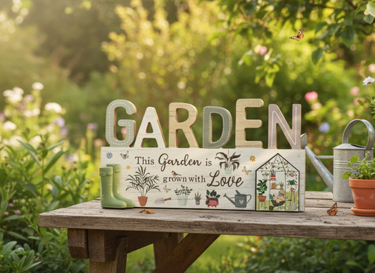 2/A WOODEN GARDEN PLAQUE, 35CM