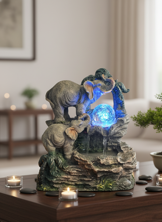 Tabletop Water Feature - 30cm - Elephant Family