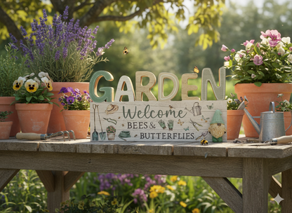 GARDEN WOODEN DECORATIVE PLAQUE, 24CM