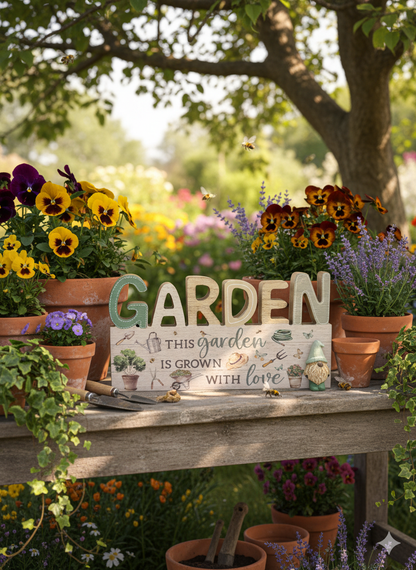 GARDEN WOODEN DECORATIVE PLAQUE, 24CM