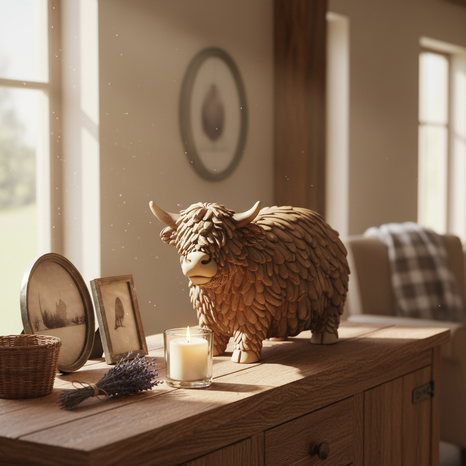 Hughie Highland Cow Ornament Gift Box Present 13 x 6 x 9cm