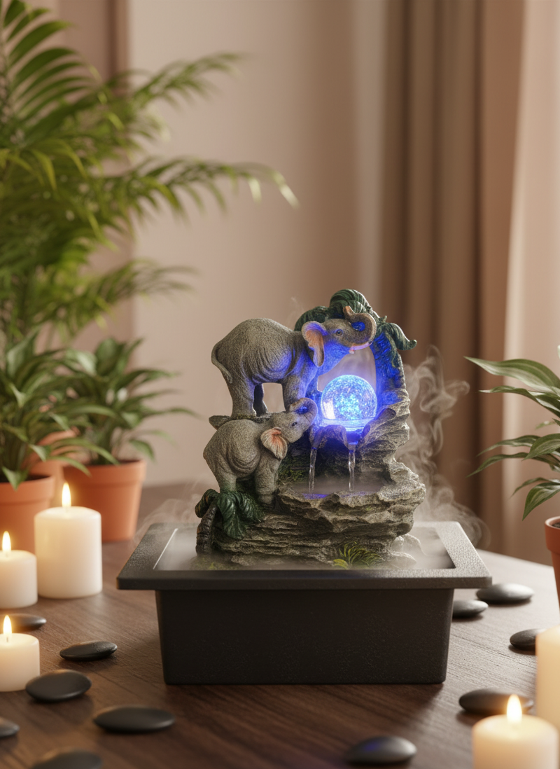 Tabletop Water Feature - 30cm - Elephant Family