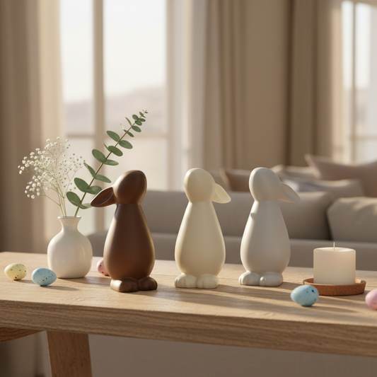 NATURAL BUNNY FIGURES SET OF 3