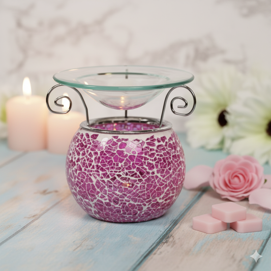 Round Mosaic Oil/Wax Warmer Pink 12cm