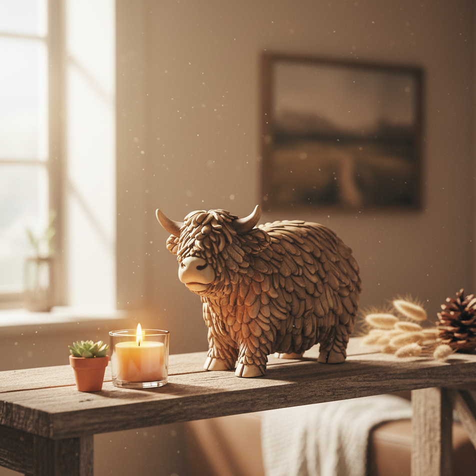 Hughie Highland Cow Ornament Gift Box Present 13 x 6 x 9cm