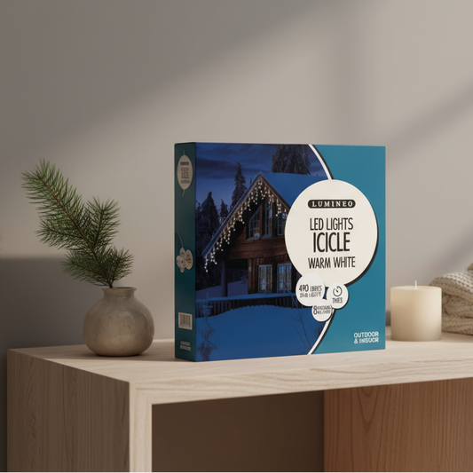 Christmas Icicle Lights 490LED Cool White Xmas Fairy Lights By Lumineo 20m