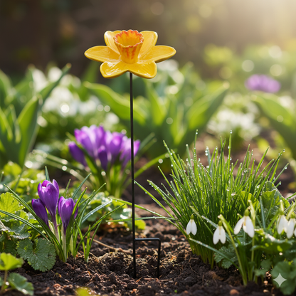 Small Daffodil Stake Bird Feeder Outdoor Cast Iron Garden Ornament 76cm