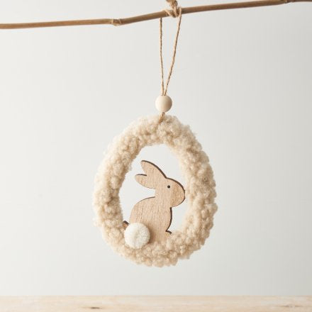 2 HANGING SHERPA BUNNY ORNAMENTS 14CM