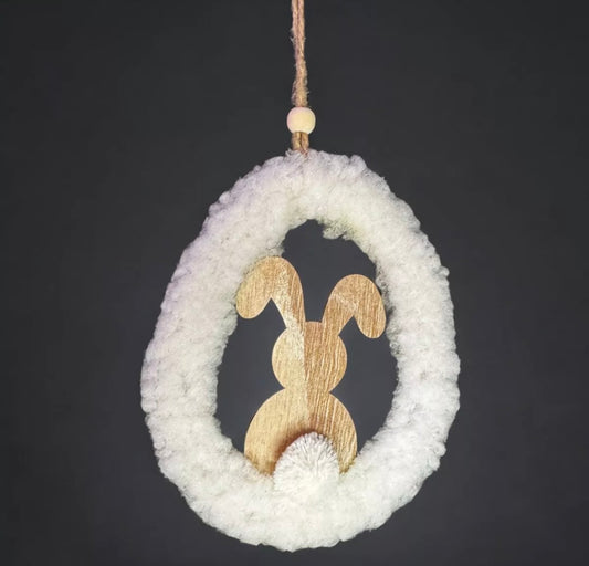 HANGING SHERPA BUNNY ORNAMENTS 14CM EASTER RABBIT TREE HANGERS