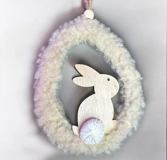 HANGING SHERPA BUNNY ORNAMENTS 14CM EASTER RABBIT TREE HANGER