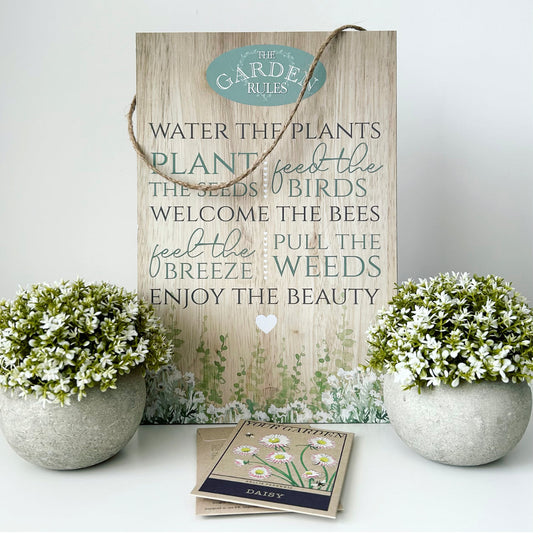 Garden Rules Wooden Plaque