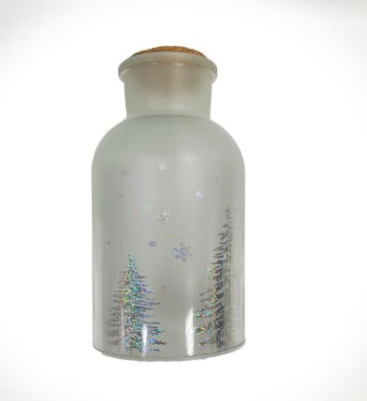 FROSTED GLASS JAR LIGHT UP 20CM