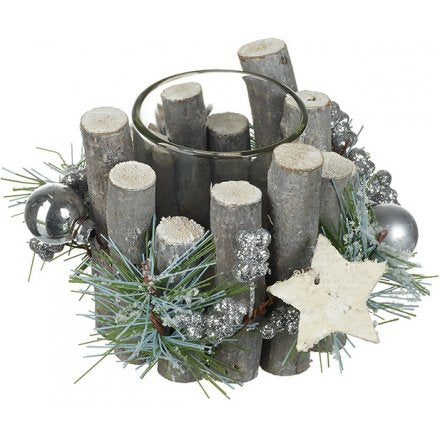 RUSTIC WOODLAND T-LIGHT HOLDER, 11CM