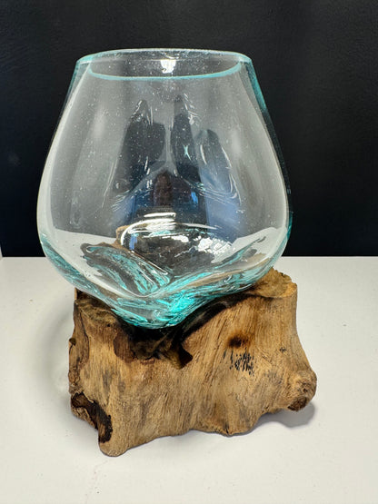 Molten Glass on Wood - Small Bowl