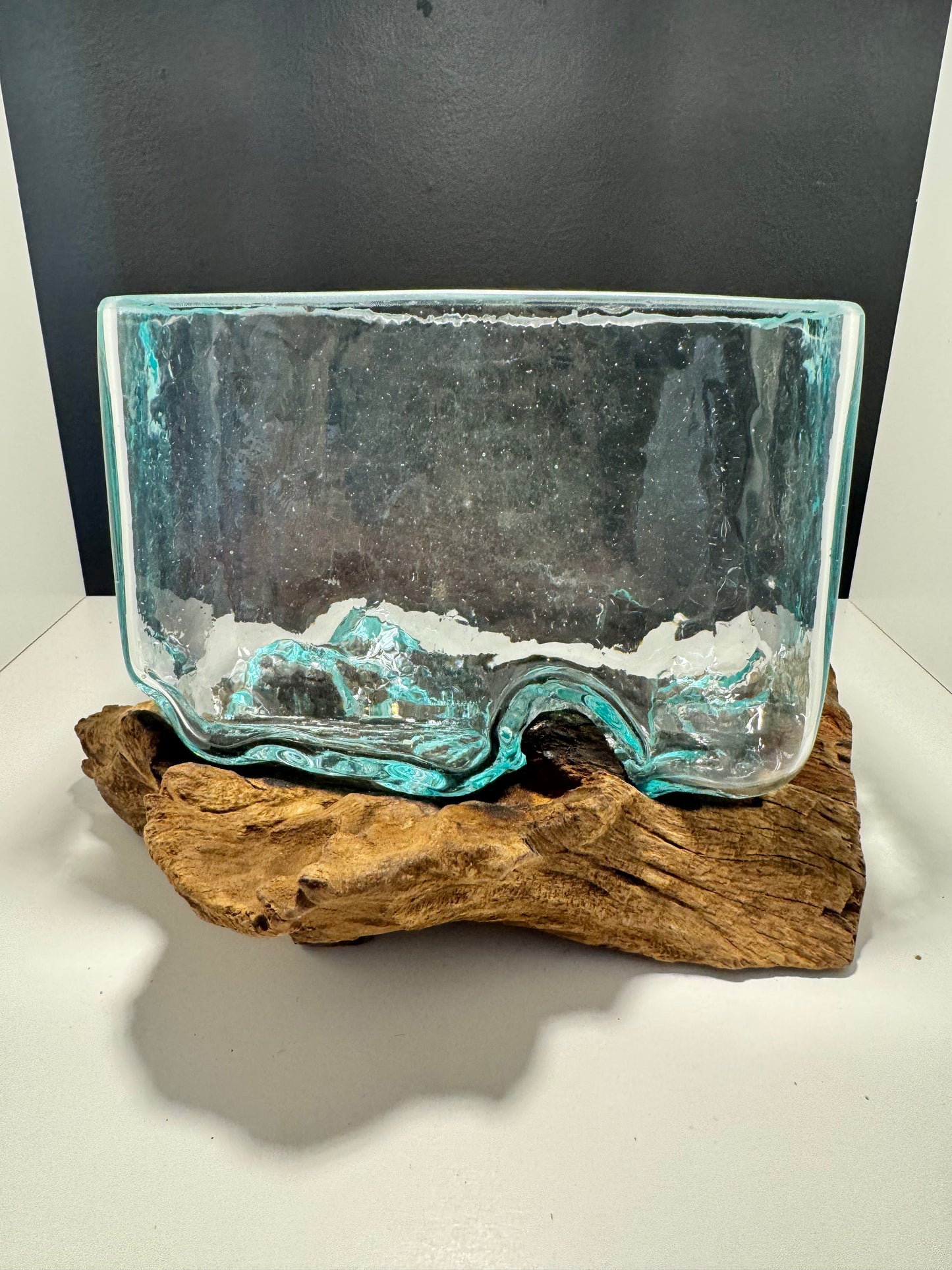 Molten Glass Tank on Wood with Stand - Medium Bowl