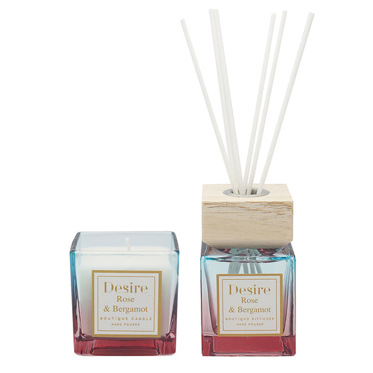 Desire rose & bergamot candle & diffuser set