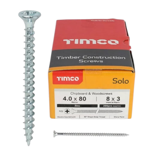 Timco SOLO Zinc BZP Double Countersunk WOODSCREW WOOD SCREWS Flat Phillips Head