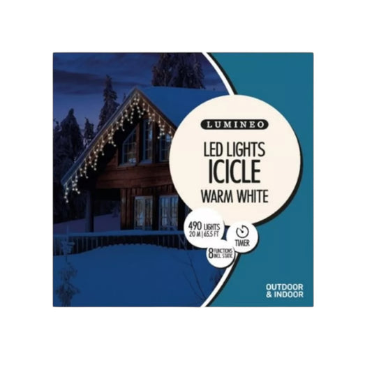 Christmas Icicle Lights 490LED Cool White Xmas Fairy Lights By Lumineo 20m
