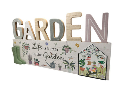 2/A WOODEN GARDEN PLAQUE, 35CM